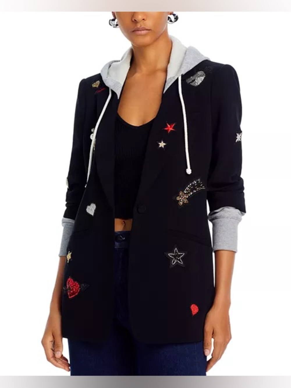 Cing à Sept
Nebula Embroidered Hoodie Layered Blazer